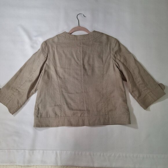 Marvin Richards Womens Tan Natural Linen Cropped Jacket Blazer Size M Vintage - Picture 8 of 15